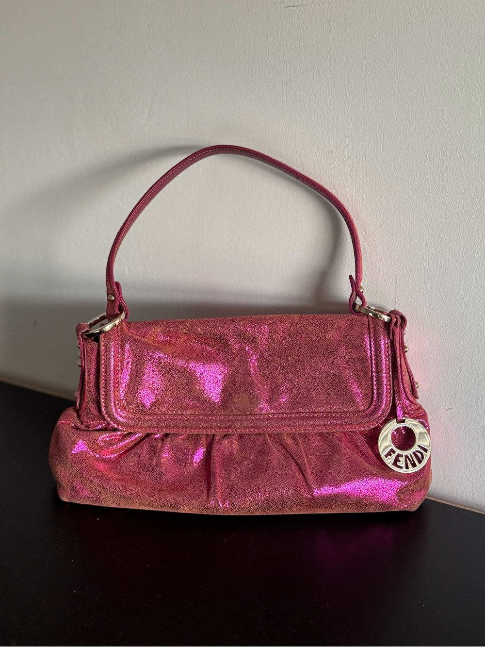 RARE Vintage Fendi Chef Bag Metallic Pink